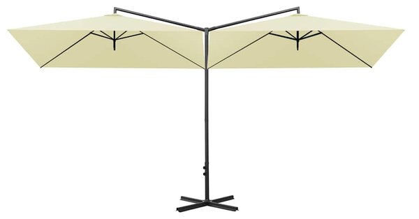 Dvojitý zahradní slunečník s ocelovou tyčí pískový 600 x 300 cm 312555