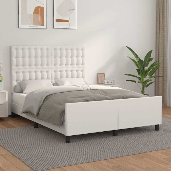 Rám postele s čelem bílý 140x190 cm umělá kůže 3125568
