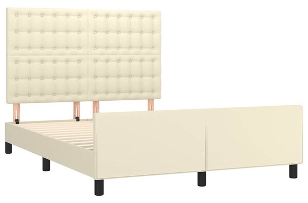 Rám postele s čelem krémový 140x190 cm umělá kůže 3125569