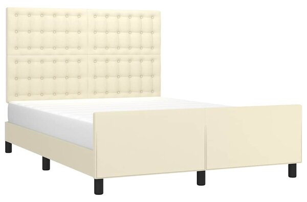 Rám postele s čelem krémový 140x190 cm umělá kůže 3125569