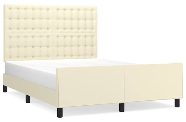 Rám postele s čelem krémový 140x190 cm umělá kůže 3125569