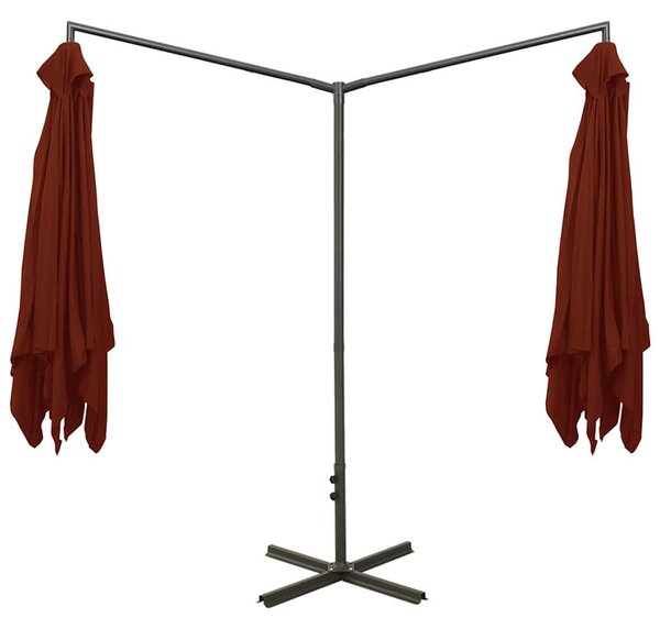 Dvojitý zahradní slunečník s ocelovou tyčí terakota 600x300 cm 312559