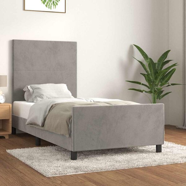 Rám postele bez matrace světle šedá 90 x 190 cm samet 3125605