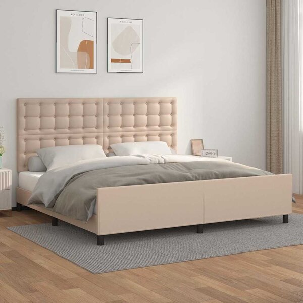 Rám postele s čelem cappuccino 200x200 cm umělá kůže 3125596