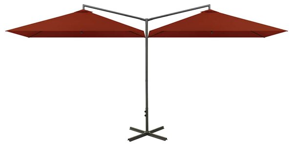Dvojitý zahradní slunečník s ocelovou tyčí terakota 600x300 cm 312559