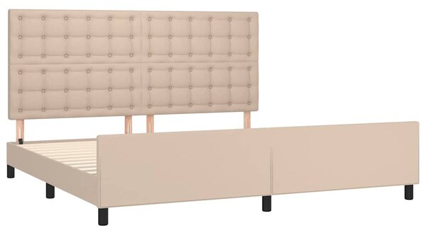 Rám postele s čelem cappuccino 200x200 cm umělá kůže 3125596