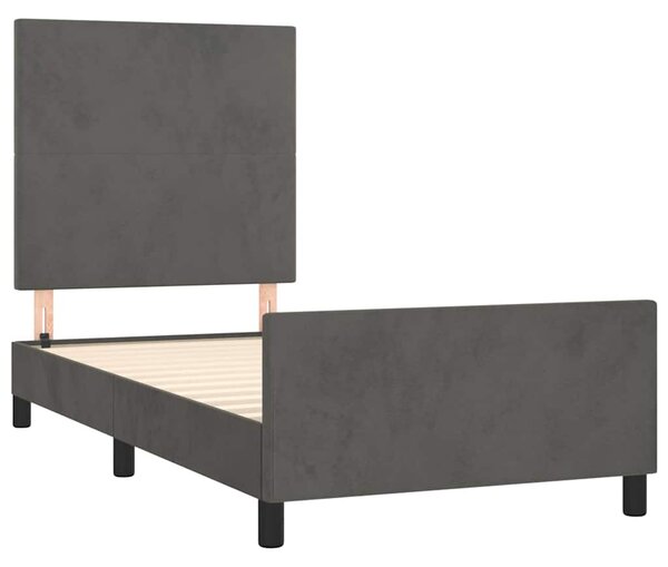Rám postele bez matrace tmavě šedá 90 x 190 cm samet 3125606
