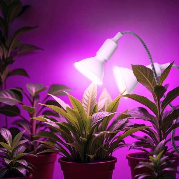 Flexibilní stolní lampa s klip. pro pěstování rostlin PLANTY 2xE27/30W/230V bílá