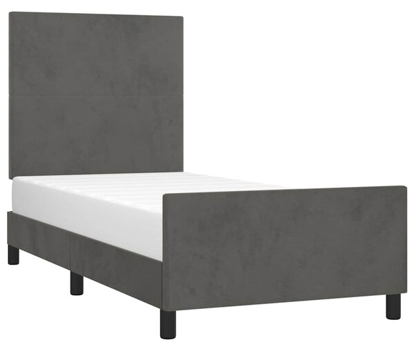 Rám postele bez matrace tmavě šedá 90 x 190 cm samet 3125606