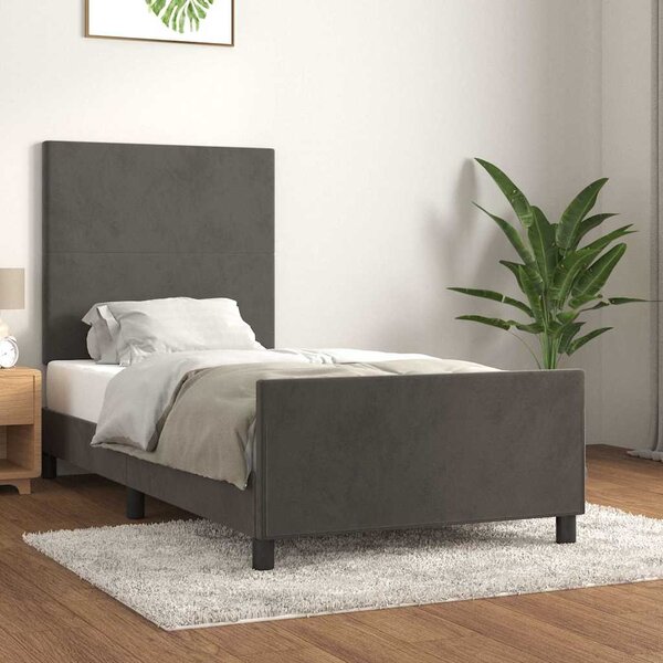 Rám postele bez matrace tmavě šedá 90 x 190 cm samet 3125606