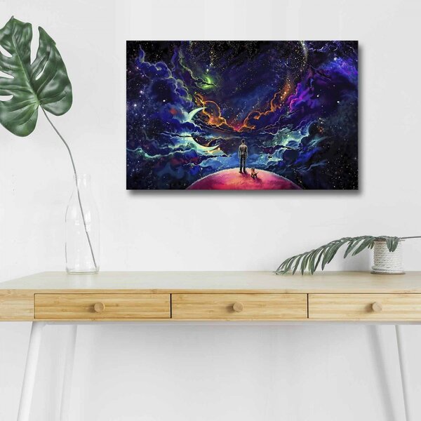 Hanah Home Obraz s led osvětlením Vesmír 70x45 cm