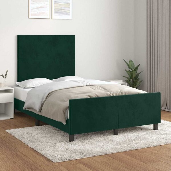 Rám postele bez matrace tmavě zelená 120 x 200 cm samet 3125626