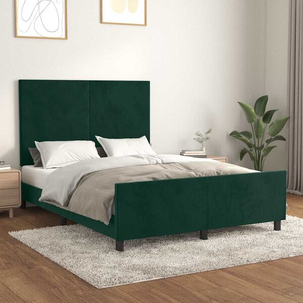 Rám postele bez matrace tmavě zelená 140 x 190 cm samet 3125632