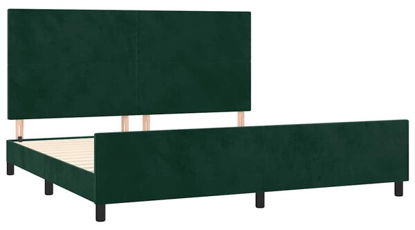 Rám postele bez matrace tmavě zelená 200 x 200 cm samet 3125656