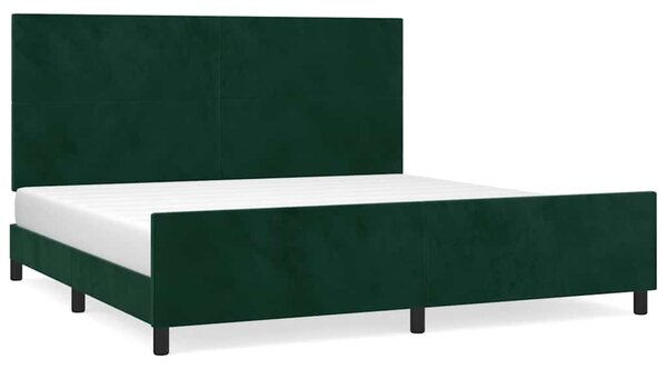 Rám postele bez matrace tmavě zelená 200 x 200 cm samet 3125656