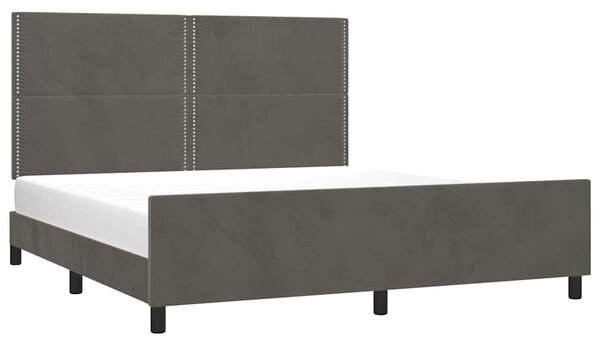 Rám postele s čelem tmavě šedý 180x200 cm samet 3125709