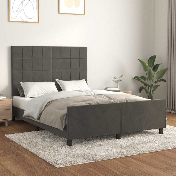 Rám postele bez matrace tmavě šedý 140 x 190 cm samet 3125752