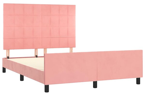 Rám postele s čelem růžový 140x190 cm samet 3125756