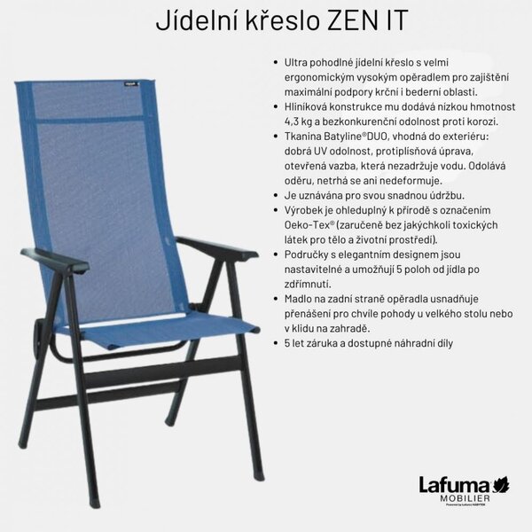 Venkovní jídelní křeslo ZEN IT BeComfort šedá Dark Grey