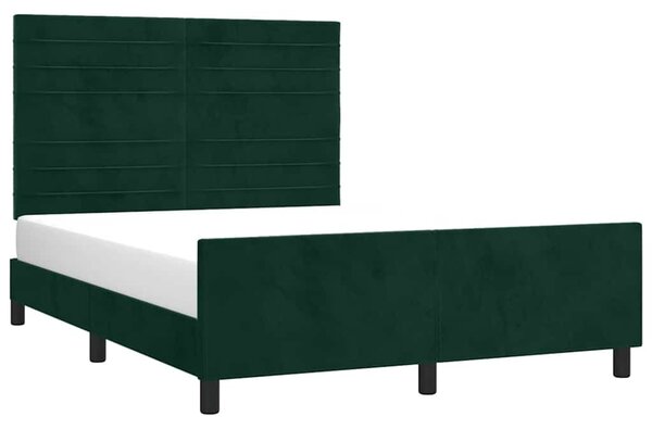 Rám postele bez matrace tmavě zelená 140 x 190 cm samet 3125815