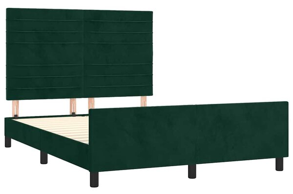 Rám postele bez matrace tmavě zelená 140 x 190 cm samet 3125815