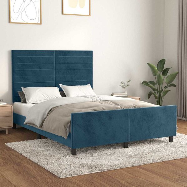 Rám postele bez matrace tmavě modrý 140x190 cm samet 3125816