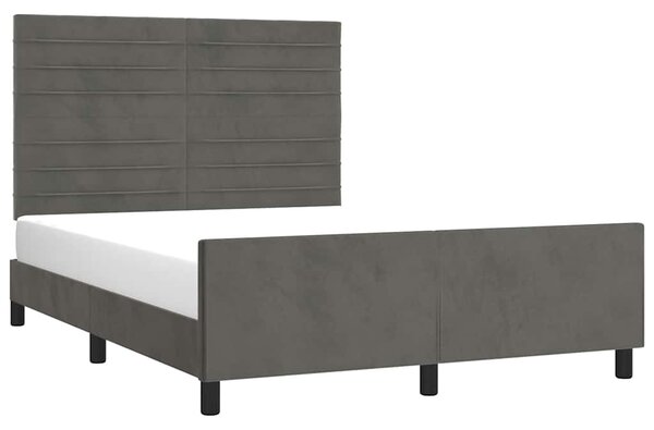 Rám postele bez matrace tmavě šedý 140 x 190 cm samet 3125813