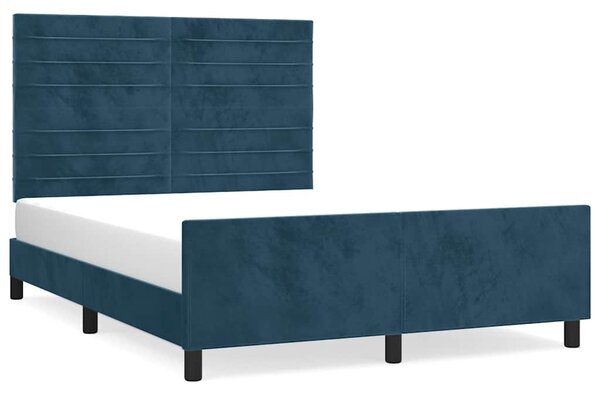 Rám postele bez matrace tmavě modrý 140x190 cm samet 3125816