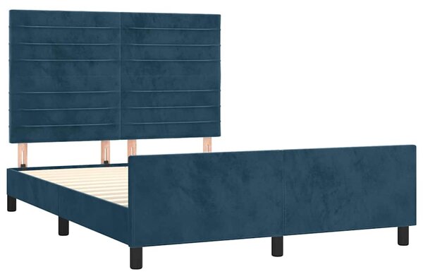 Rám postele bez matrace tmavě modrý 140x190 cm samet 3125816