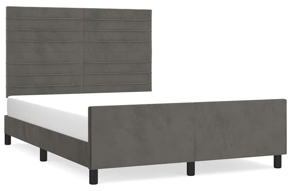 Rám postele bez matrace tmavě šedý 140 x 190 cm samet 3125813