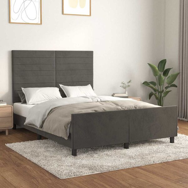 Rám postele bez matrace tmavě šedý 140 x 190 cm samet 3125813