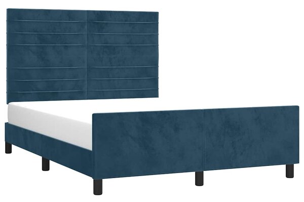 Rám postele bez matrace tmavě modrý 140x190 cm samet 3125816