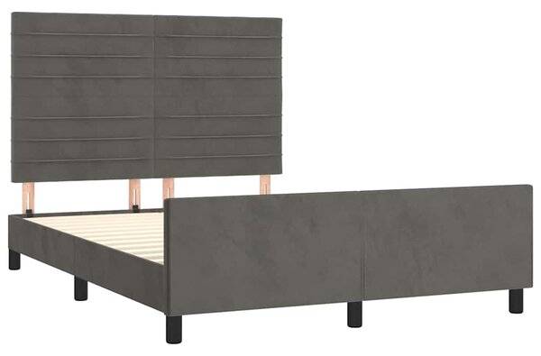 Rám postele bez matrace tmavě šedý 140 x 190 cm samet 3125813