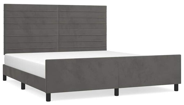 Rám postele bez matrace tmavě šedý 160 x 200 cm samet 3125825