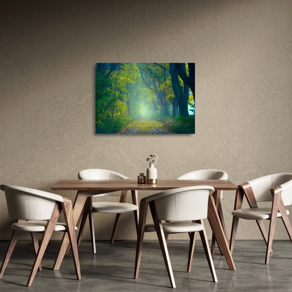Skleněný obraz cesty lemované stromy (70x50 cm)