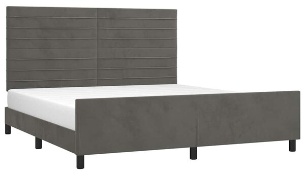 Rám postele bez matrace tmavě šedý 160 x 200 cm samet 3125825