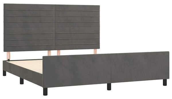 Rám postele bez matrace tmavě šedý 160 x 200 cm samet 3125825