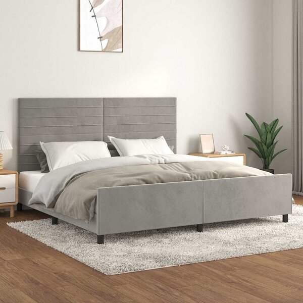Rám postele bez matrace světle šedý 200 x 200 cm samet 3125836