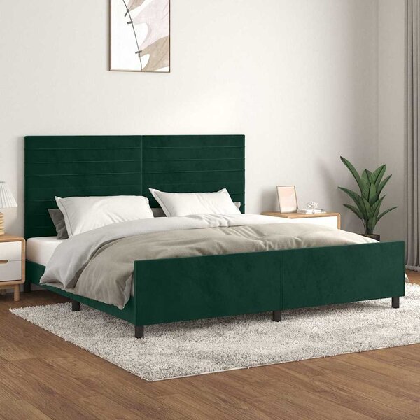 Rám postele bez matrace tmavě zelená 200 x 200 cm samet 3125839