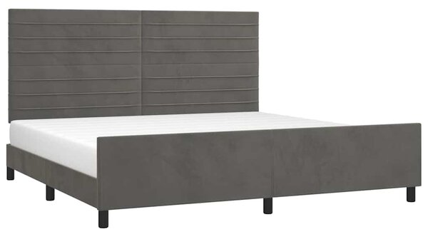Rám postele bez matrace tmavě šedý 200 x 200 cm samet 3125837