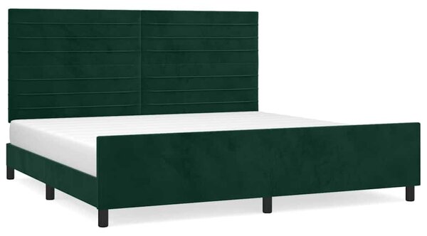 Rám postele bez matrace tmavě zelená 200 x 200 cm samet 3125839