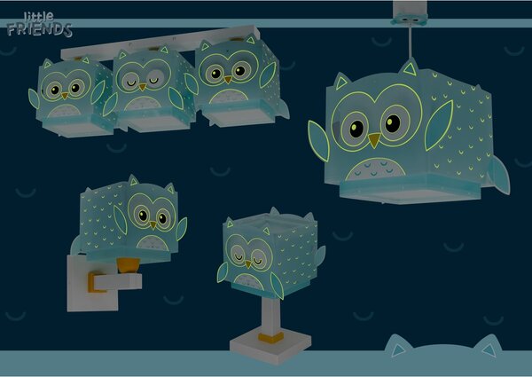 Dalber 64391 LITTLE OWL - Dětská stolní lampička s motivem sovičky + Dárek LED žárovka (Stolní lampička pro děti se sovičkou)