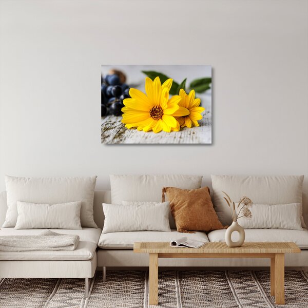 Skleněný obraz žlutých květů (70x50 cm)
