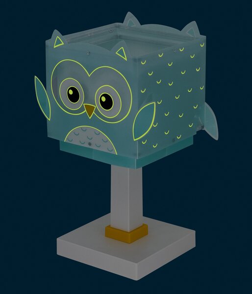 Dalber 64391 LITTLE OWL - Dětská stolní lampička s motivem sovičky + Dárek LED žárovka (Stolní lampička pro děti se sovičkou)