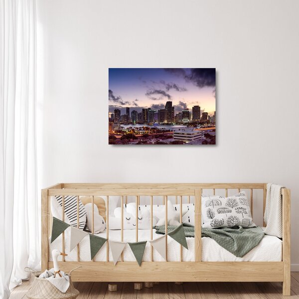 Skleněný obraz metropole s mrakodrapy (70x50 cm)