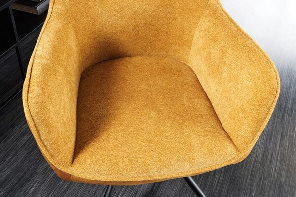 Designová otočná židle Rahiq hořčičný samet