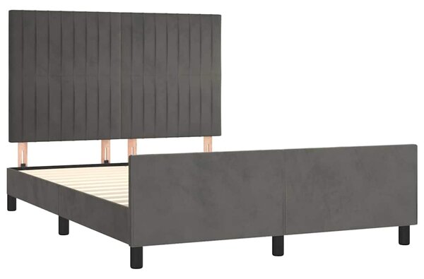 Rám postele bez matrace tmavě šedý 140 x 190 cm samet 3125874