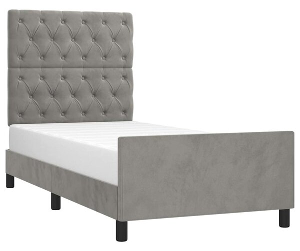 Rám postele bez matrace světle šedá 80 x 200 cm samet 3125904