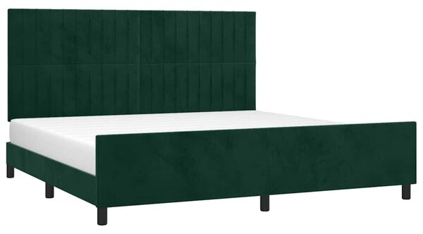 Rám postele bez matrace tmavě zelená 200 x 200 cm samet 3125900