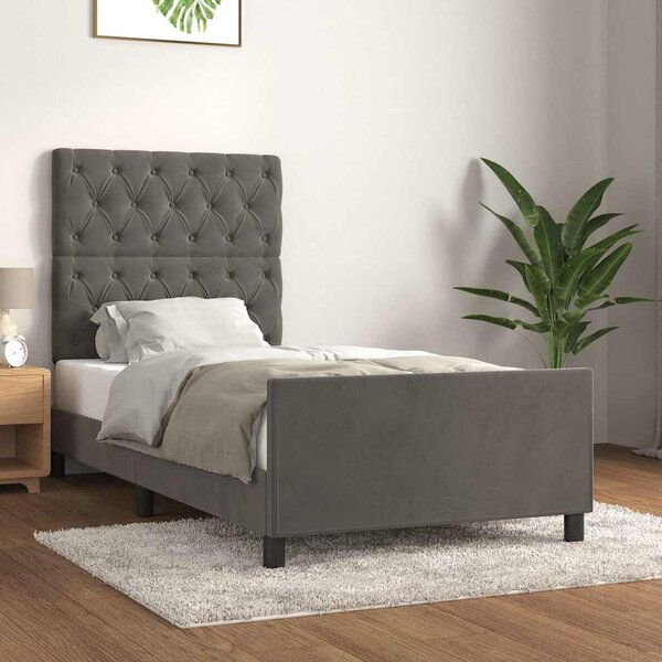 Rám postele bez matrace tmavě šedá 80 x 200 cm samet 3125905